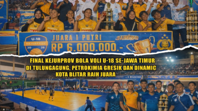 Final Kejuaran Bola Voli Sejawa Timur Di Adakan Di GOR Lembu Peteng Tulungagung